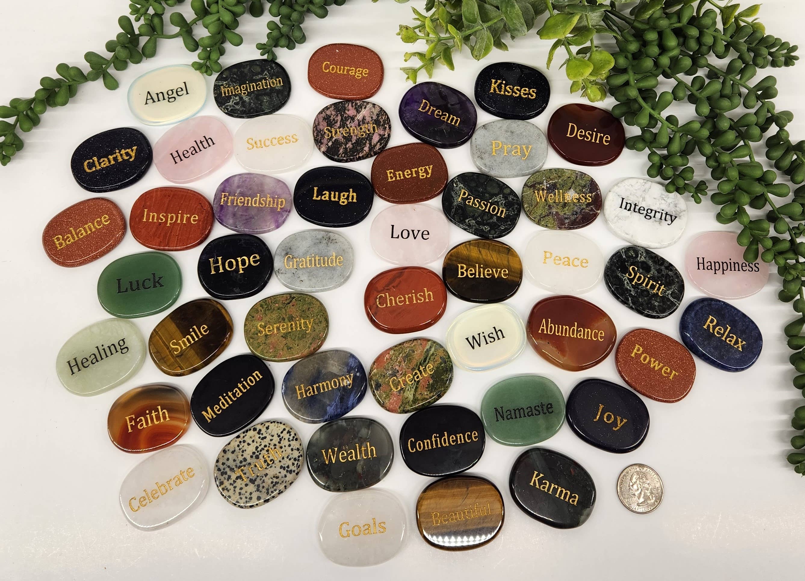Meraki Gemstones - Wholesale Spiritual Stone/Crystal - Semi Precious Gemstone Engraved Word Stones--50 Piece Bag2