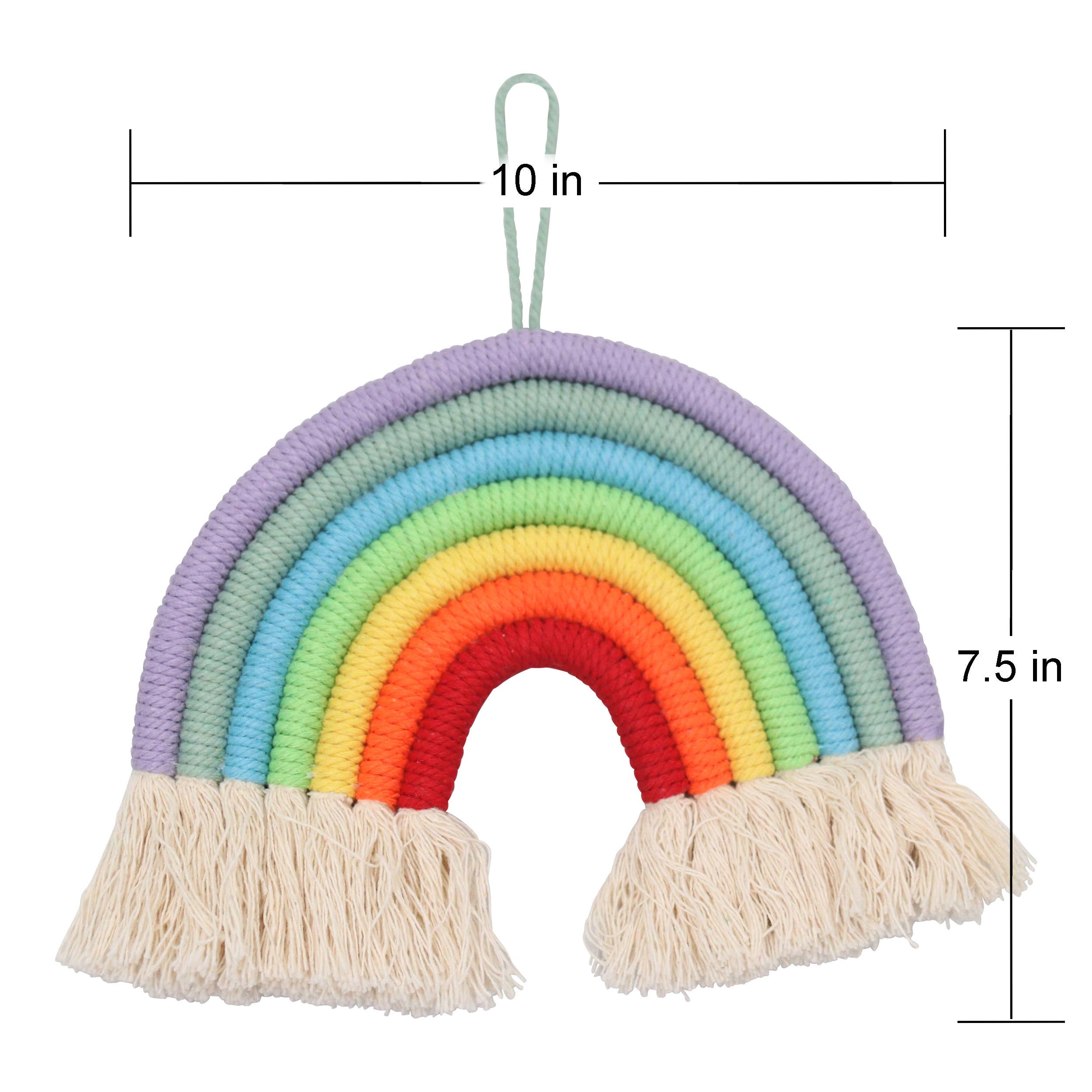 Rosa Decorazione da parete arcobaleno in macramé fatta a mano per cameretta bambini in vendita all'ingrosso su Faire6