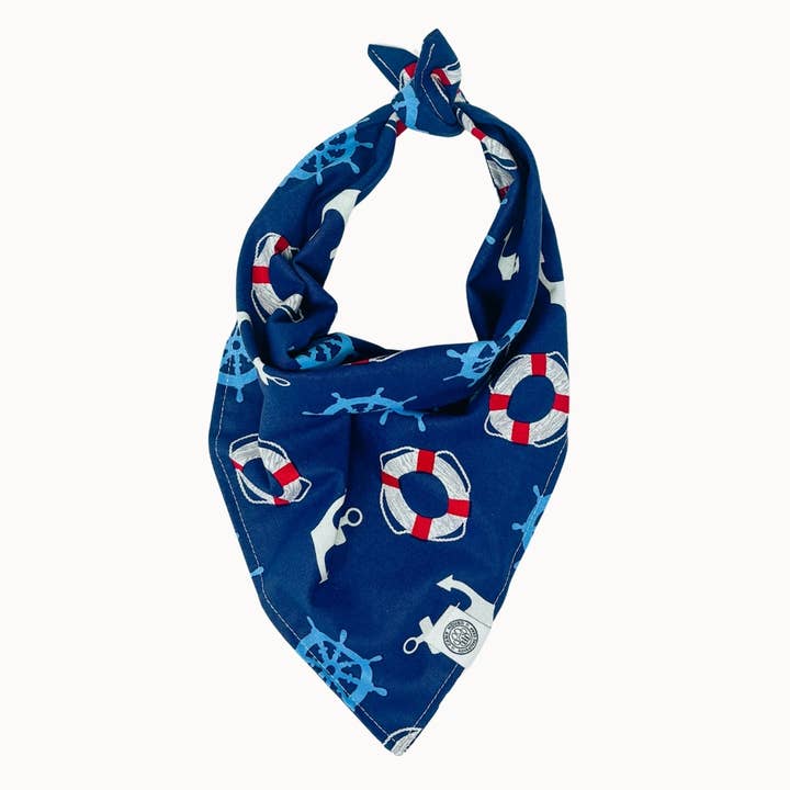 Captain Dog Bandana | Sailing Nautical Navy Boat Pet Scarf for wholesale by Camp Hound
