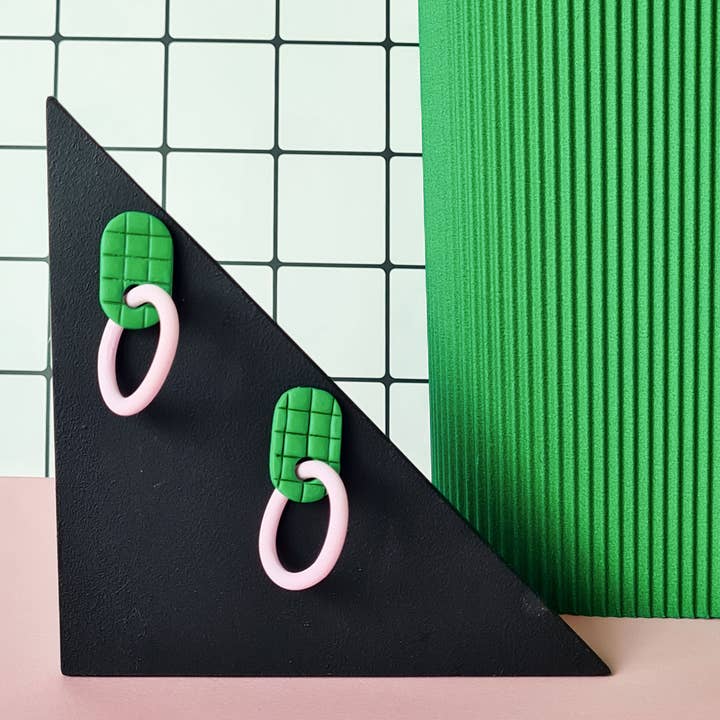 Handmade Polymer Clay stud Earrings with hoop for wholesale by Mono