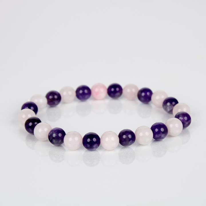Rose Quartz & Amethyst Crystal Bracelet 8mm for wholesale by El'Cobre-Ecozonelifestyle
