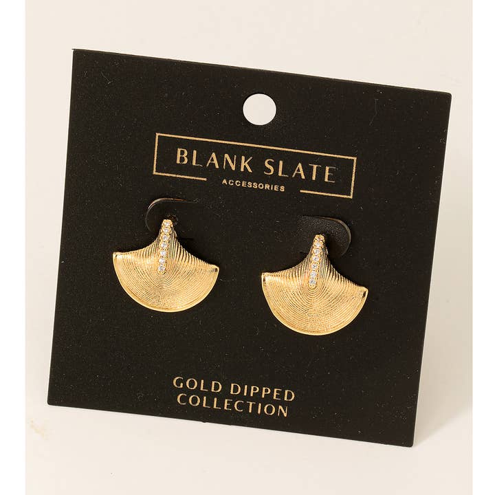 Pendientes en forma de abanico tipo torre bañados en oro para venta al por mayor de Fame Accessories