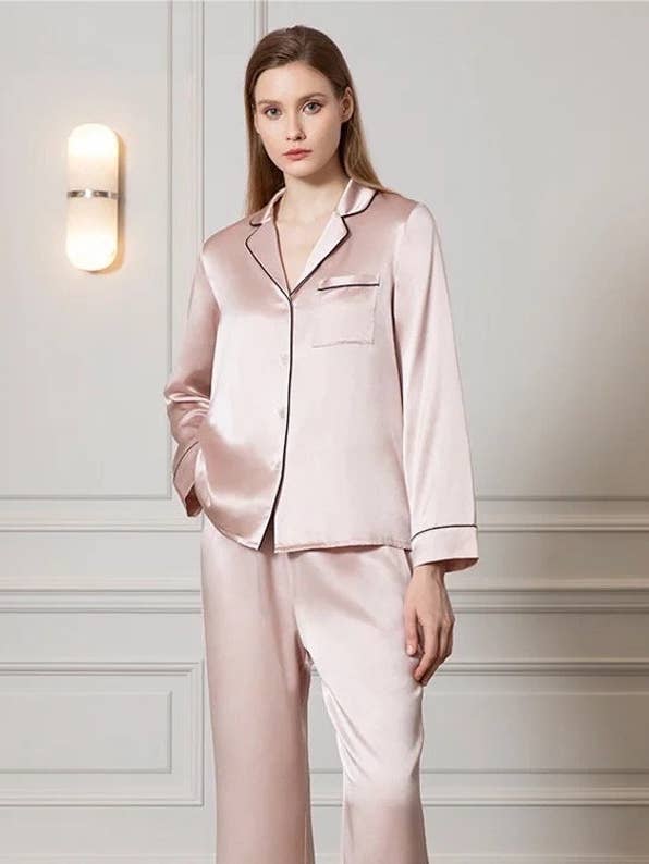 Pure Silk Night PJ Set for wholesale by Marcheduluxe