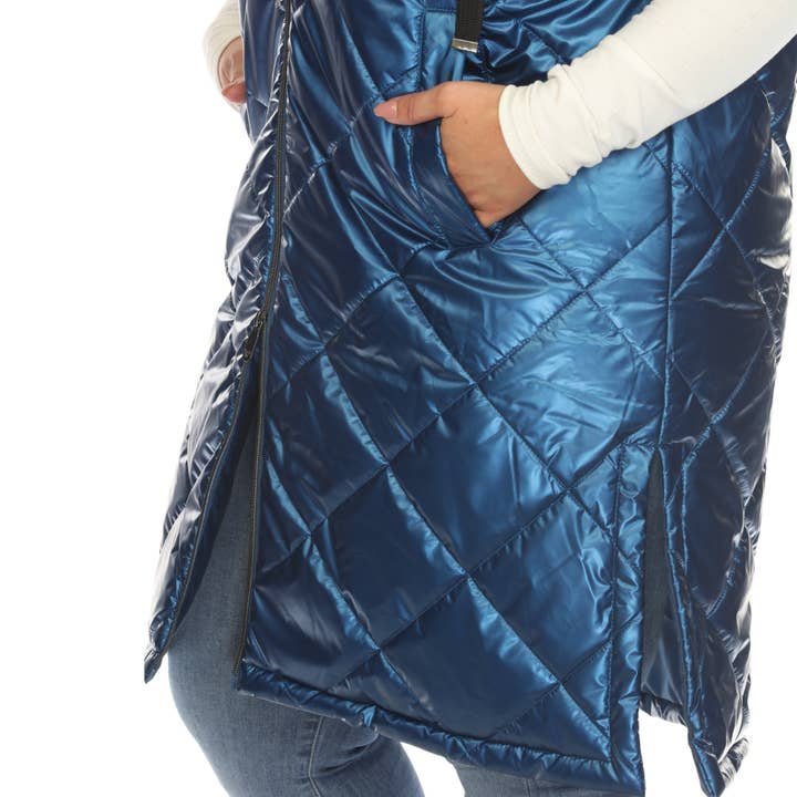 WHITE MARK - Wholesale Outerwear Vest - Women's - Plus Size Metallic Diamond Puffer Vest3