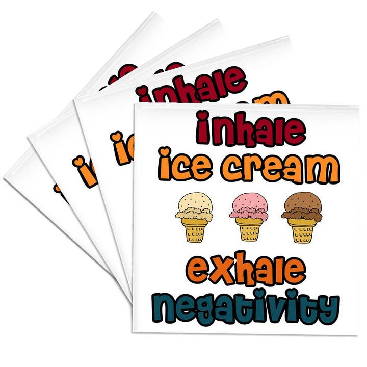 3dRose - Vendita all'ingrosso Sottobicchiere - 3dRose, Divertente e carino Inala Gelato Espira Negatività Amante del Gelato, Sottobicchiere