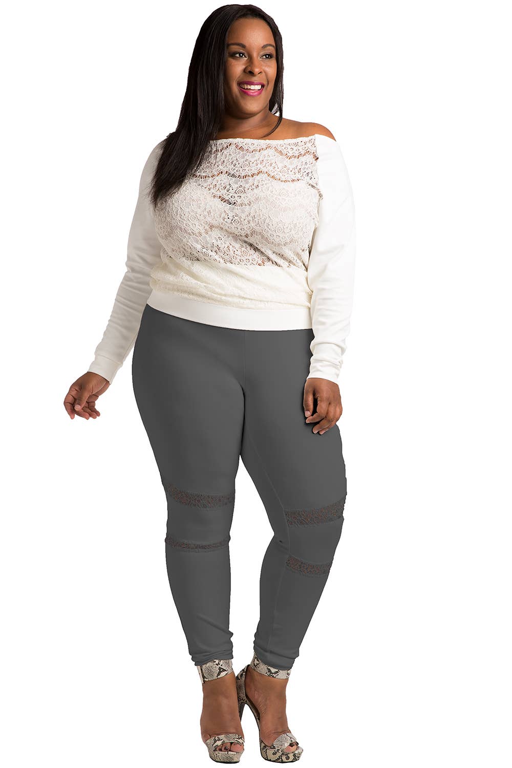 Poetic Justice - Wholesale Fashion Leggings - Women's - Poetic Justice Plus Size Curvy Women's Black Lace Legging2