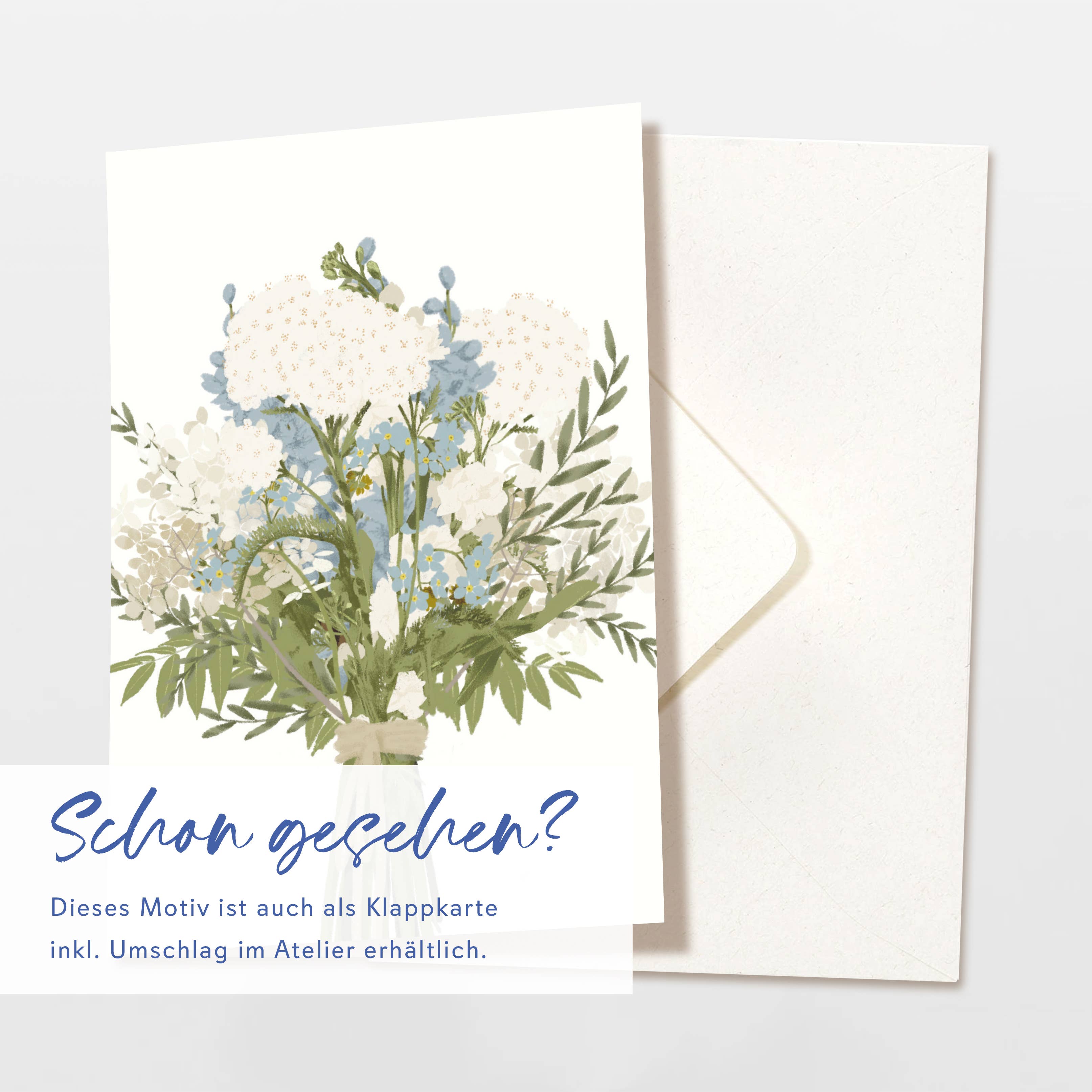 Wildblumen Atelier - Wholesale Congratulations Card - Postcard Bouquet of White and Blue, FSC certified3