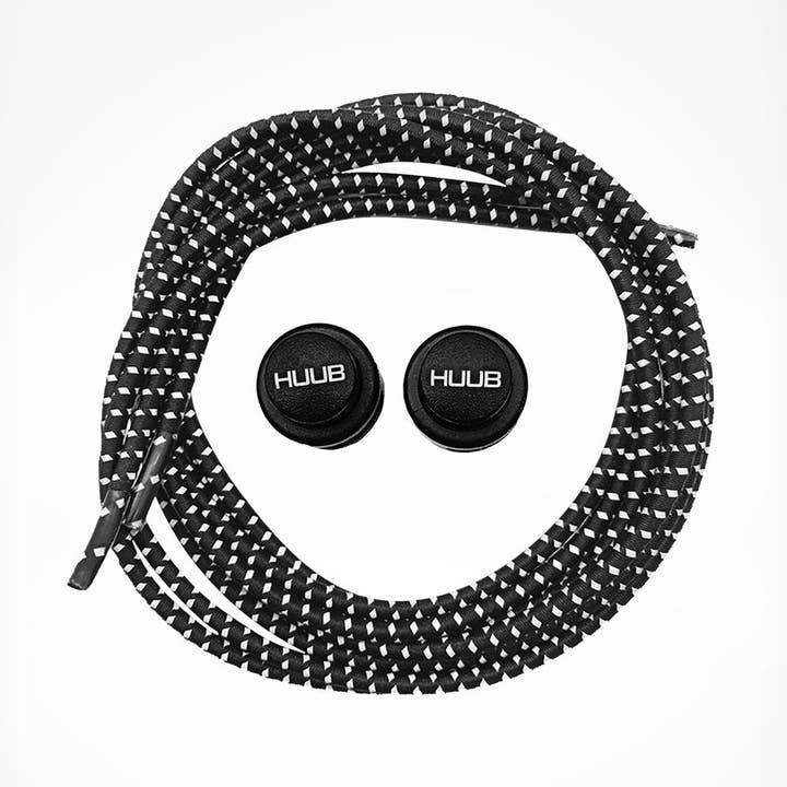 HUUB Elastic Laces with Locks – Black / White | Quick Transition Triathlon & Run Shoe Lace System for wholesale by Endurance Lab