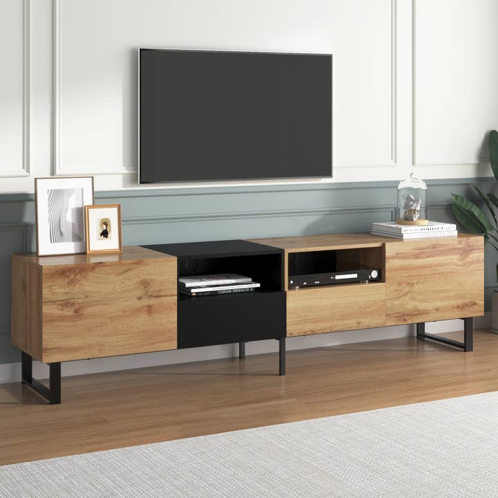 Urban Meuble - Wholesale Console Table - Modern TV stand with black and wood design and spacious storage space MODAI22