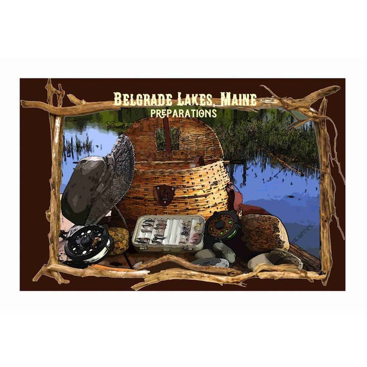 Belgrade Lakes, Maine Fishing Gear Travel Poster 16 x 24 for wholesale by BMS BIZ