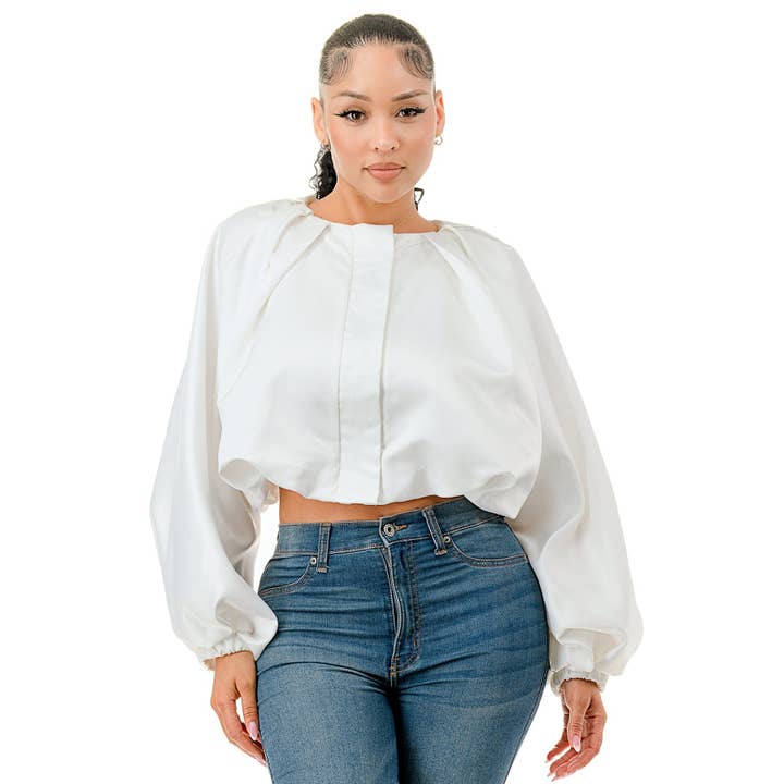 DORCAS – Blusa - Mulher por atacado – Top com fecho frontal com fecho de bolha