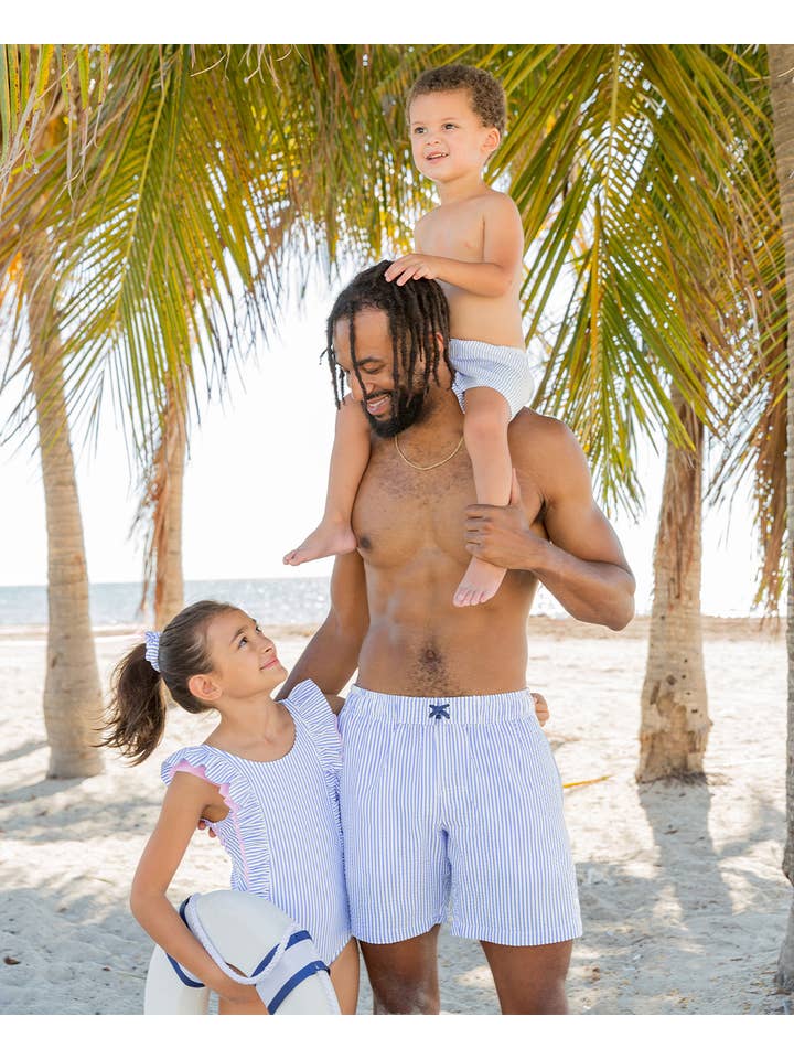 Azul Bañador de hombre azul bígaro de seersucker de venta al por mayor en Faire4
