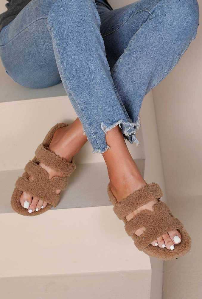 Joia Paris - Wholesale Mules - Women's - Mule flat slipper with trendy fur 83XQ0