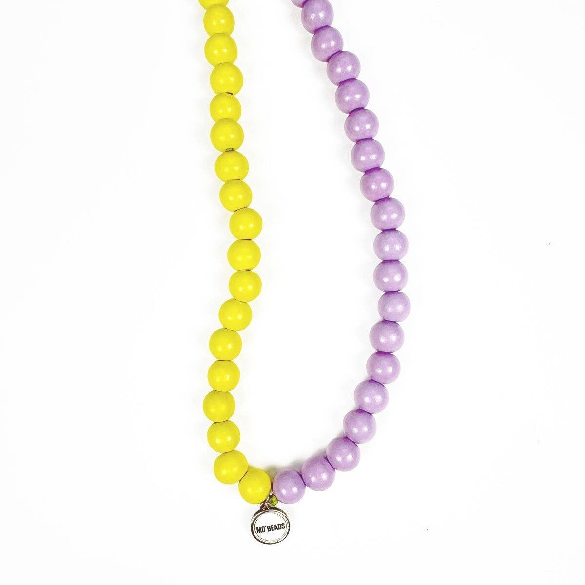 Escapulario - Vendita all'ingrosso Bracciale portachiavi - Collana ibrida per cellulare lilla-limone realizzata con perline di legno2