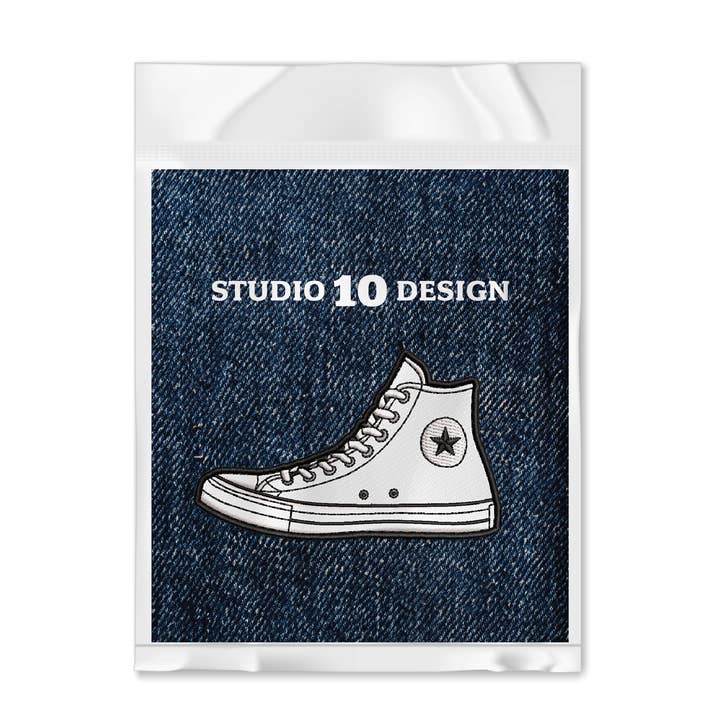 Studio Ten Design - Wholesale Patch - White High Top Sneaker Iron-on Patch