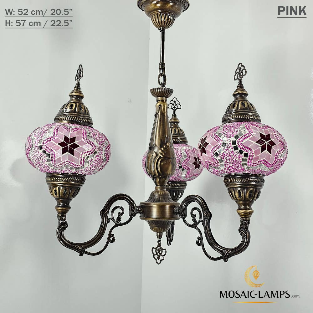 Mosaic Lamps – Candeeiro/lâmpada suspensa por atacado – Mosaico 3 Globo Feito à Mão Turco Marroquino Árabe Oriental Boh15