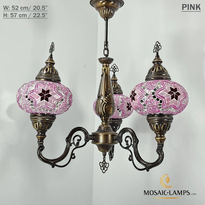 Mosaic Lamps – Candeeiro/lâmpada suspensa por atacado – Mosaico 3 Globo Feito à Mão Turco Marroquino Árabe Oriental Boh15