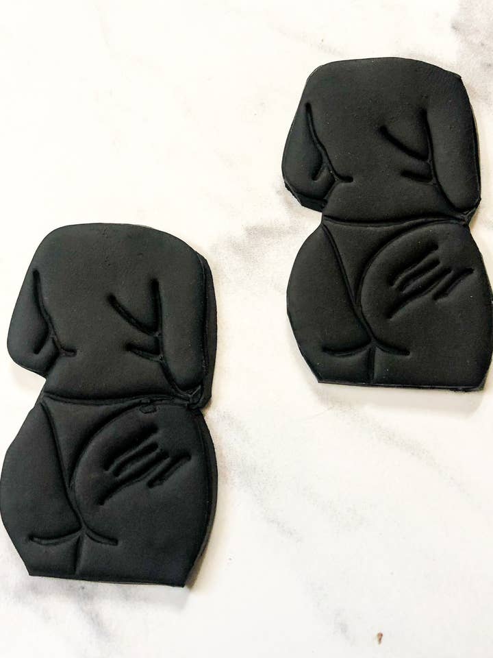 Curvy Goddess Earrings | Handmade polymer clay earrings | Black and gold jewelry | Female Form | Brass Jewelry | Body Positive for wholesale by Manette Design Co