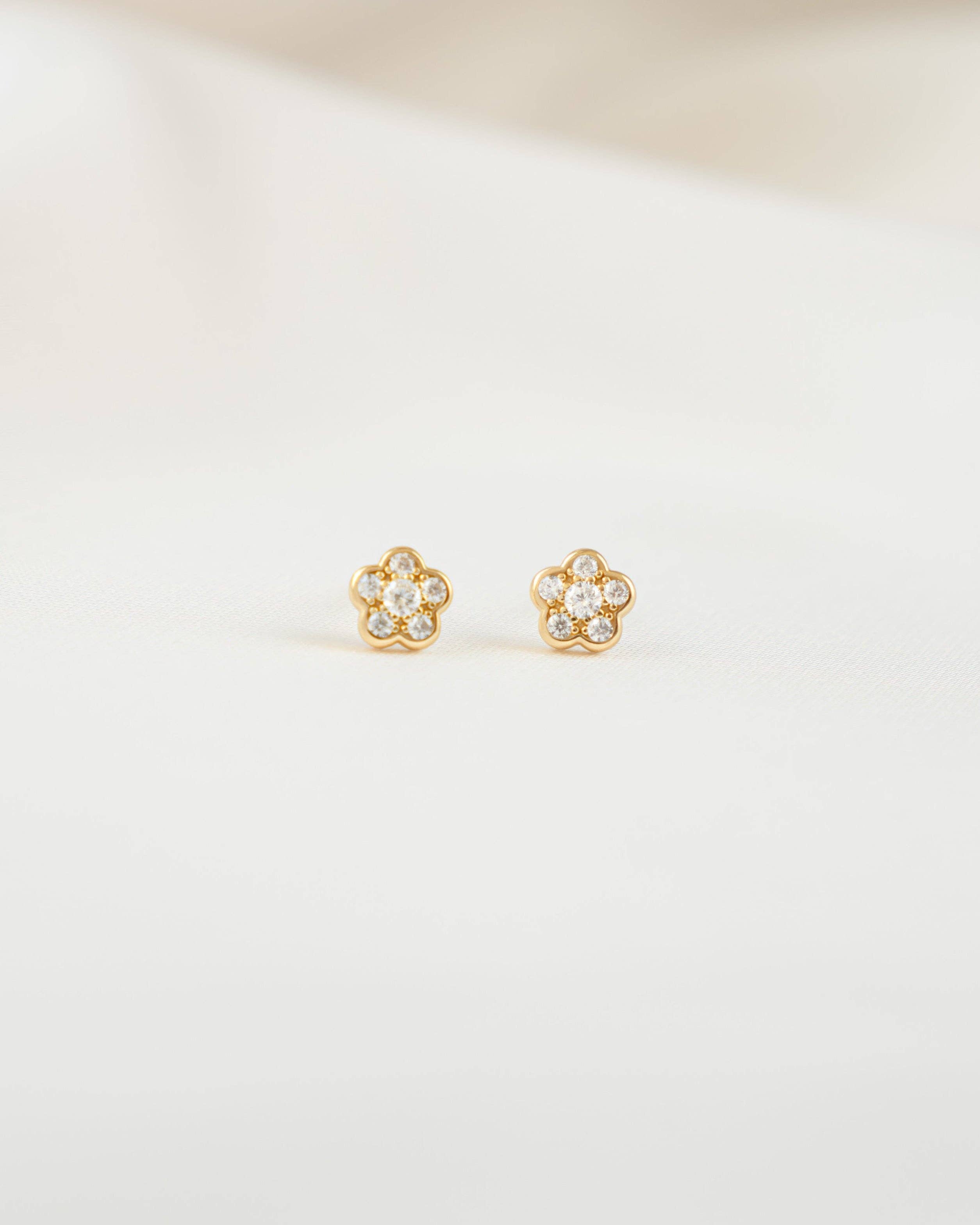 Sami Jewels - Wholesale Stud/Post Earrings - Diamond Flower Studs6