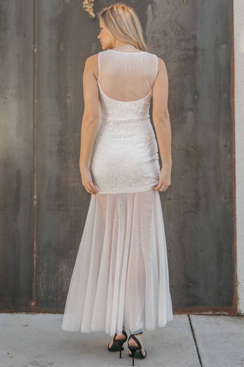 White BODYCON MAXI DRESS_628-214956 for wholesale on Faire2