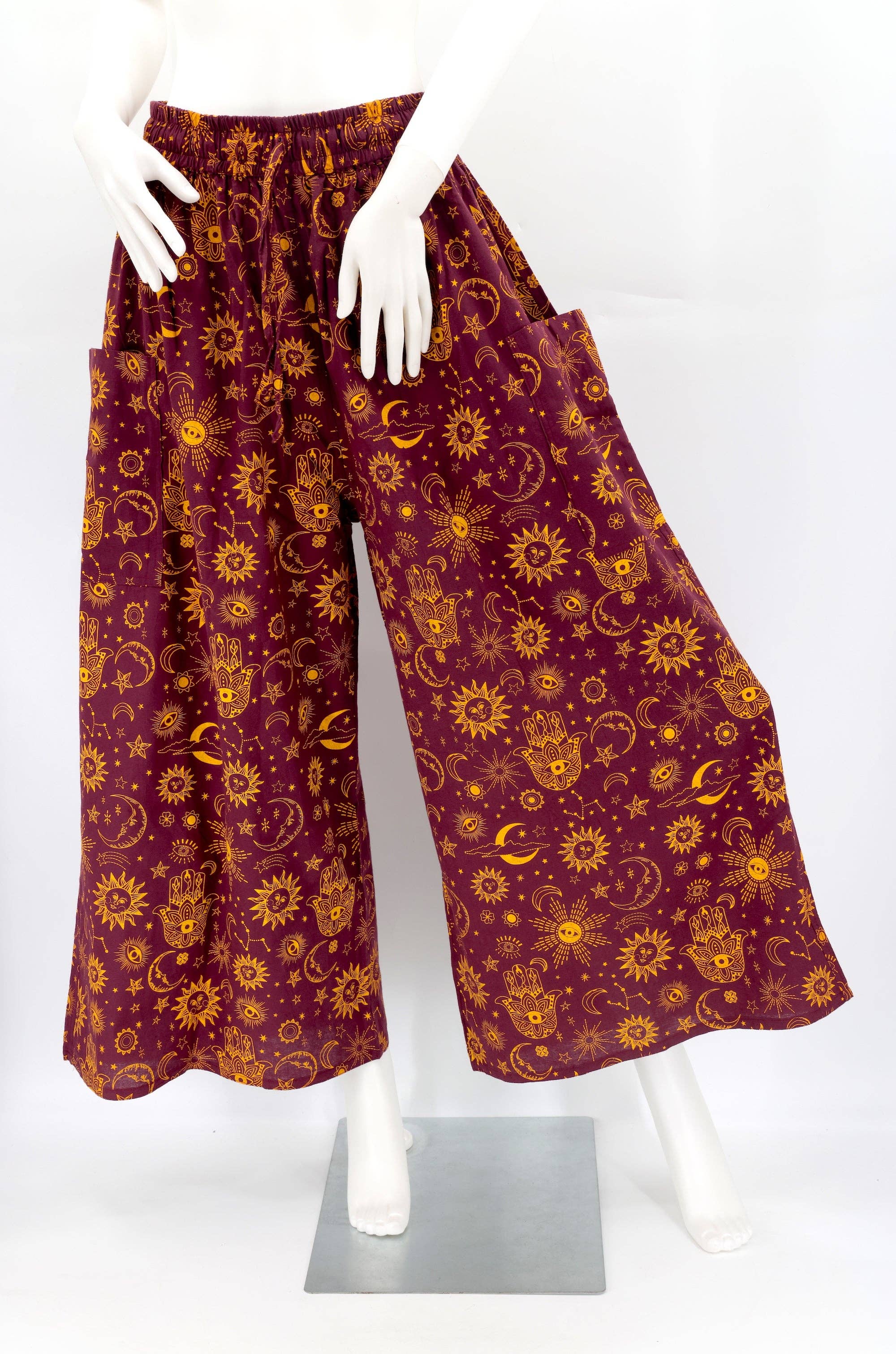 Himalaya Handmade - Wholesale Pants - Women's - Cotton Hippie Handmade Harem Celestial Print Wide Leg Bohemian Trousers1