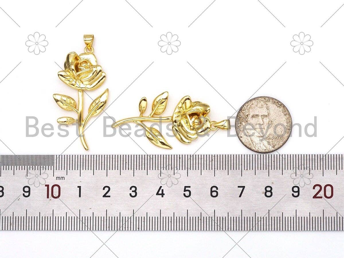 BestBeads&Beyond – wholesale Individual charm/pendant – 3D Rose Flower Shape Pendant, 18K Gold Filled Rose Flower Charm,Necklace Bracelet Charm Pendant ,21x40mm,Sku#LK4241
