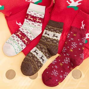 Gilbins Men-Women Christmas Holiday Fuzzy Socks with Grips Non