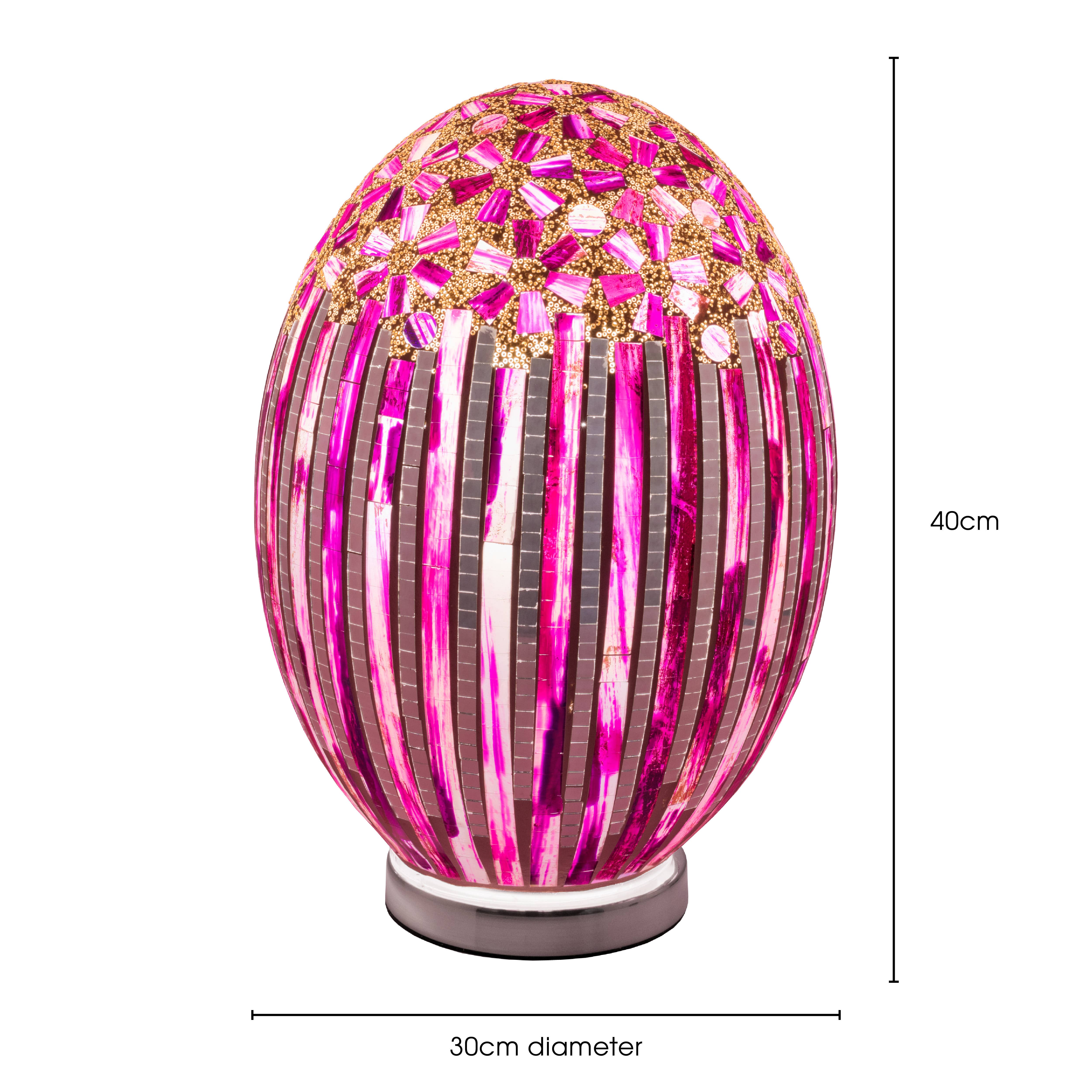 Febland – wholesale Accent/desk lamp – Large Mosaic Glass Egg Lamp - Rose Deco2