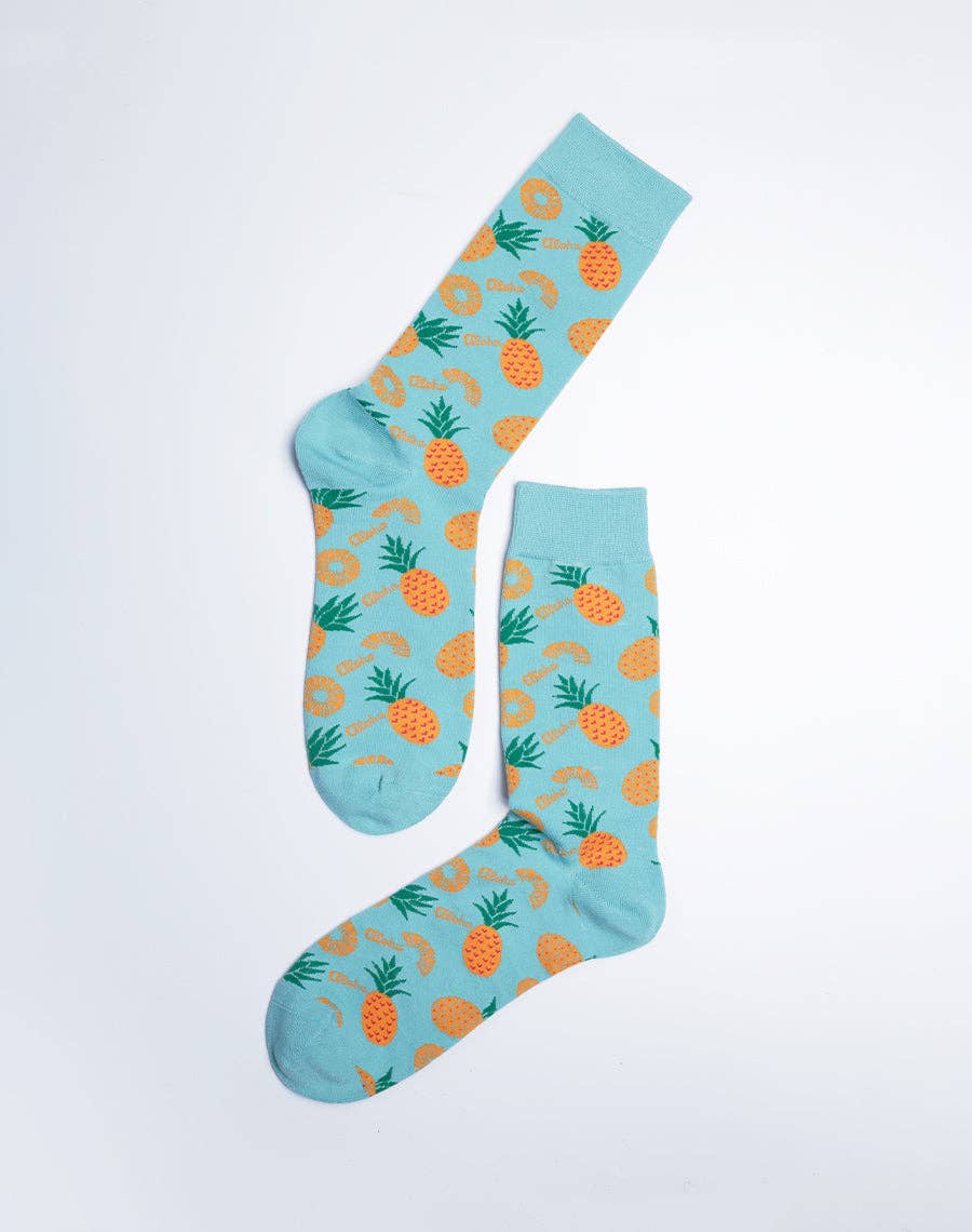Just Fun Socks - Wholesale Socks - Men's - Men's Aloha Pineapple Tropical Crew Socks3