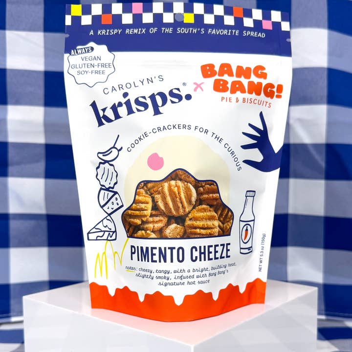 Pimento Cheeze Krisps - Gluten-free, Vegan Cookie-Crackers for wholesale by Carolyn's Krisps