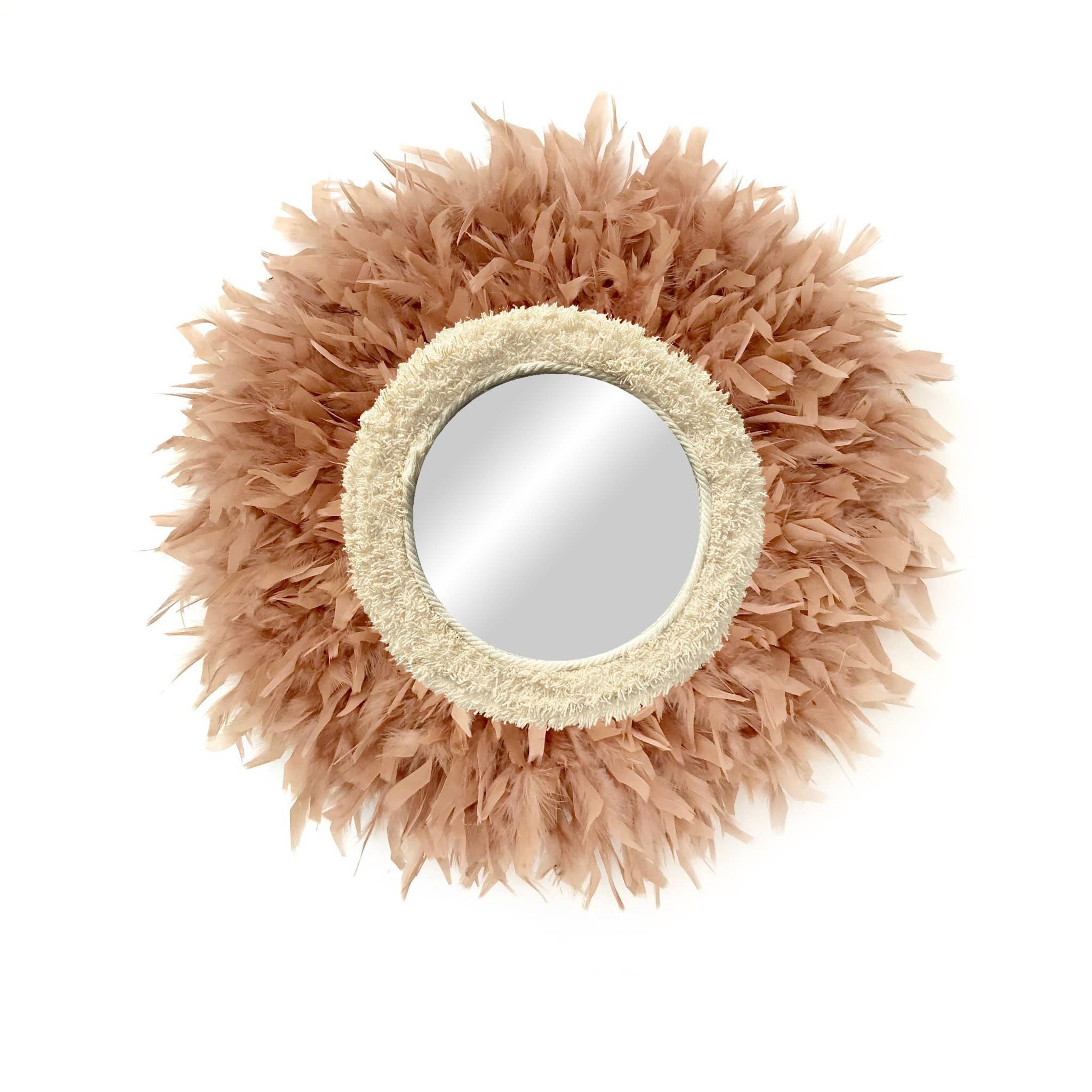 Geometrik Design - Wholesale Wall Stone - Round Feather and Cotton Decorative Boho Mirror8
