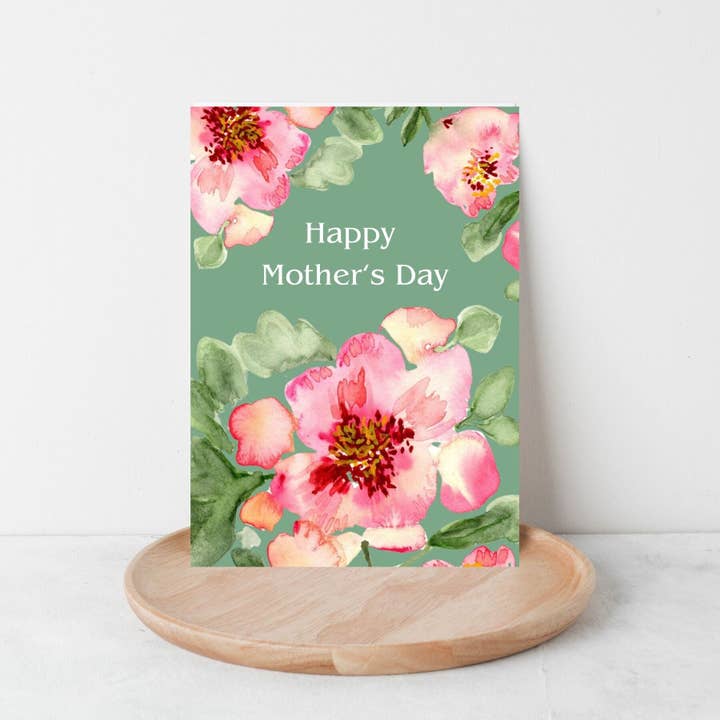 Flowers for mom hand-painted watercolour greeting card for wholesale by JoiebyLise