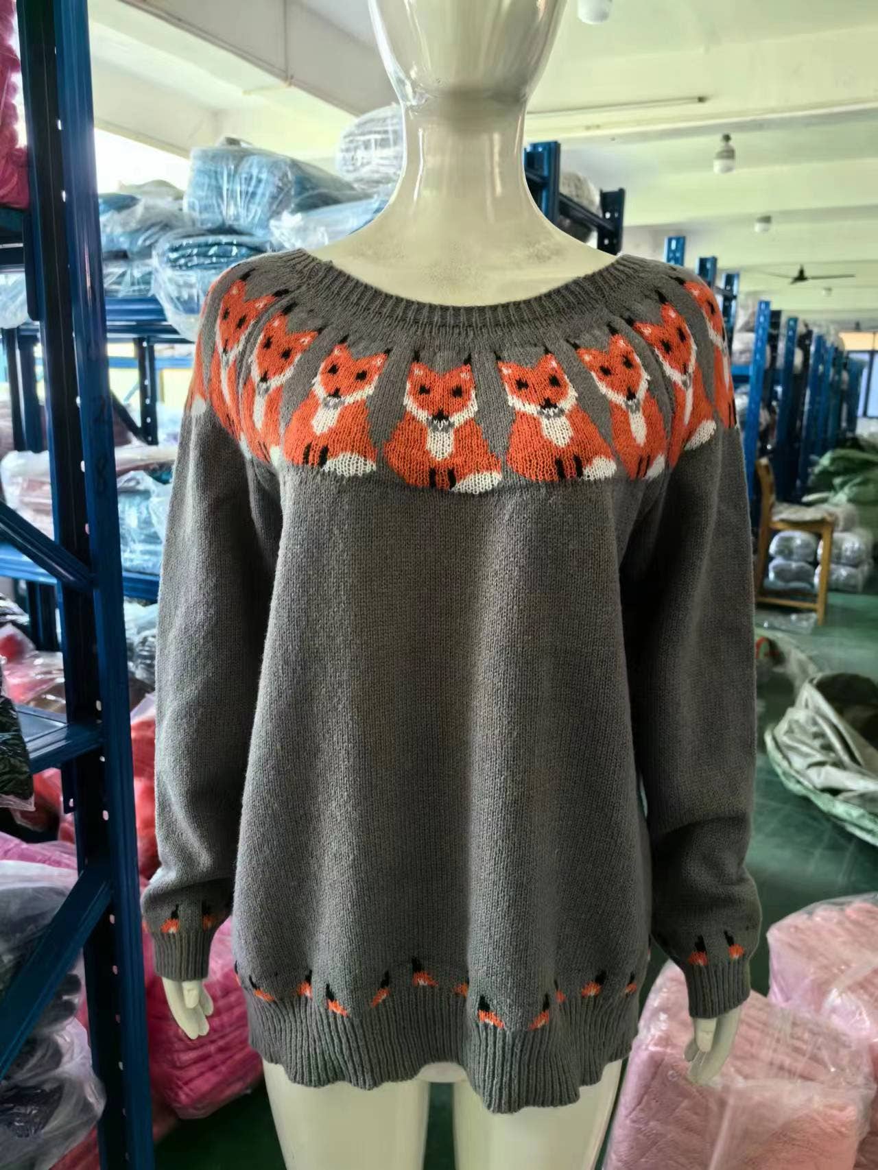 Rosa Clothing - Wholesale Knit Sweater - Women's - Cottagecore Vintage jacquard knit sweater jumper17