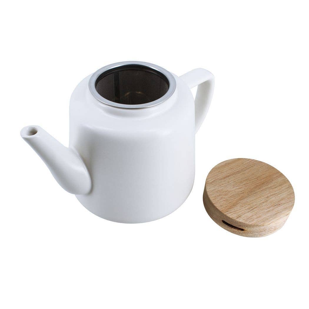 Ogo living – wholesale Tea pot – Enzo white porcelain teapot with wooden lid 680 ml4