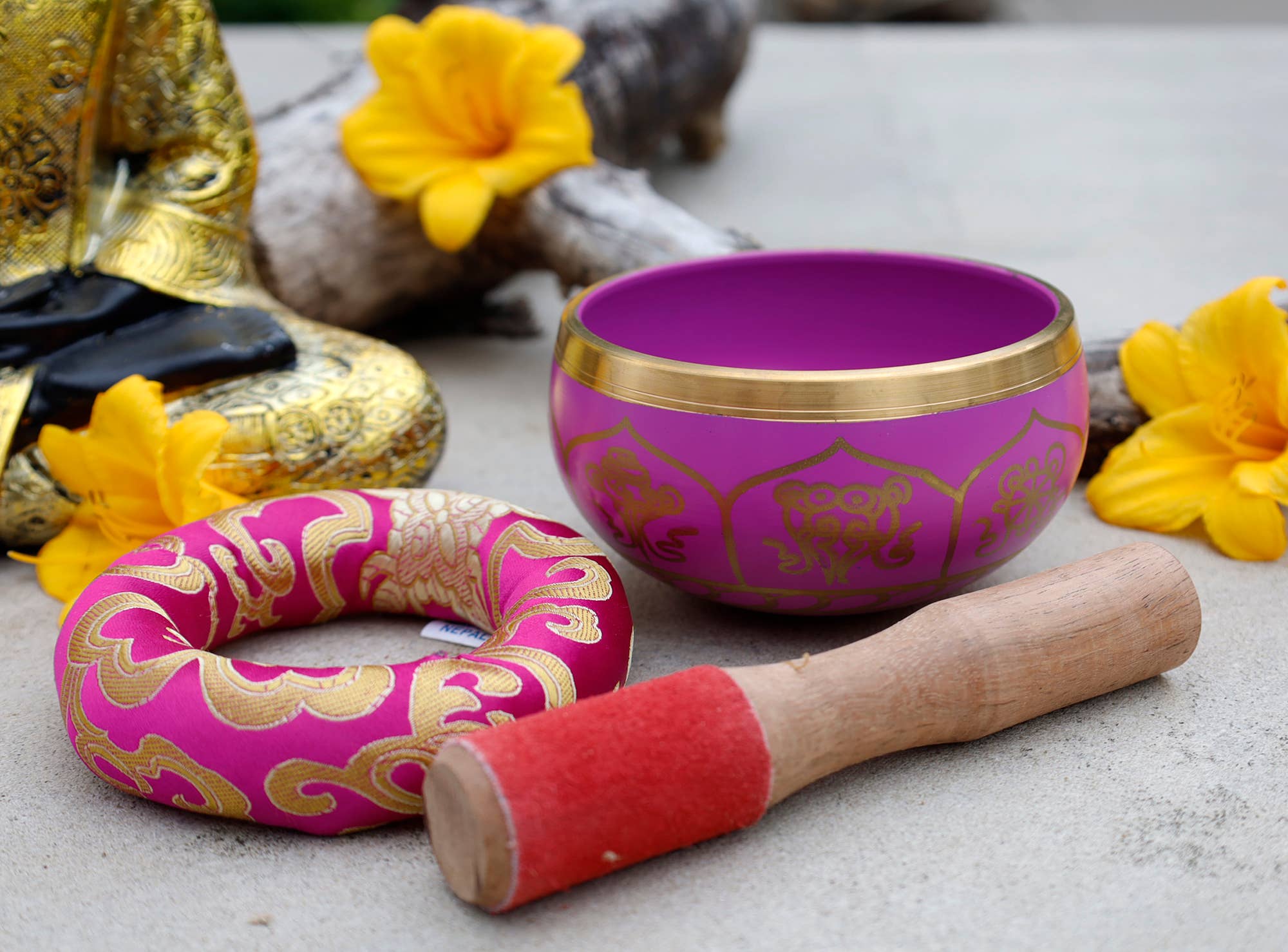 Lungta Imports - Wholesale Meditation Supplies - Singing Bowl Complete Set ~ 8 Lucky Symbols ~ For Meditation1