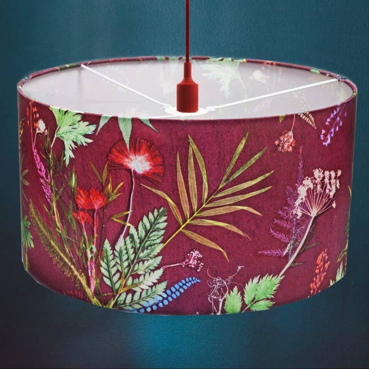 Tropical Wine | Red Wine & Green | Lampshade for wholesale by Gillian Arnold