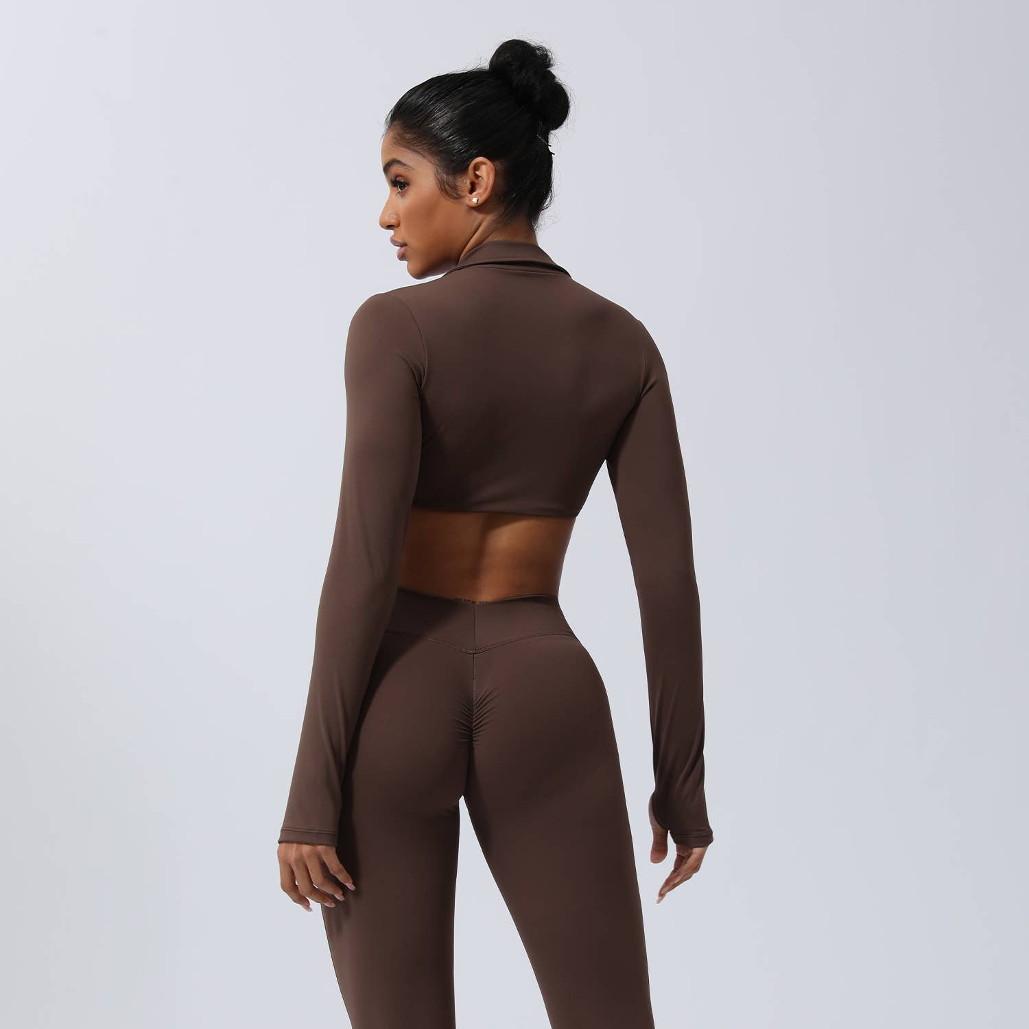 Sodalemon - Vendita all'ingrosso Maglia sportiva - Donna - Camicie corte a maniche lunghe con risvolto da yoga con risvolto, reggiseno sportivo3