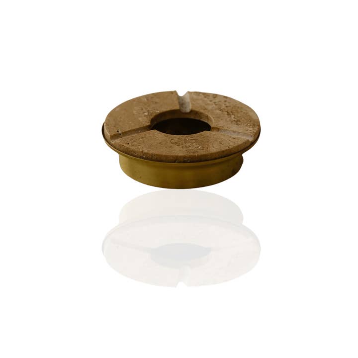 Round Travertine & Brass Ashtray – Beige for wholesale by MARLETH