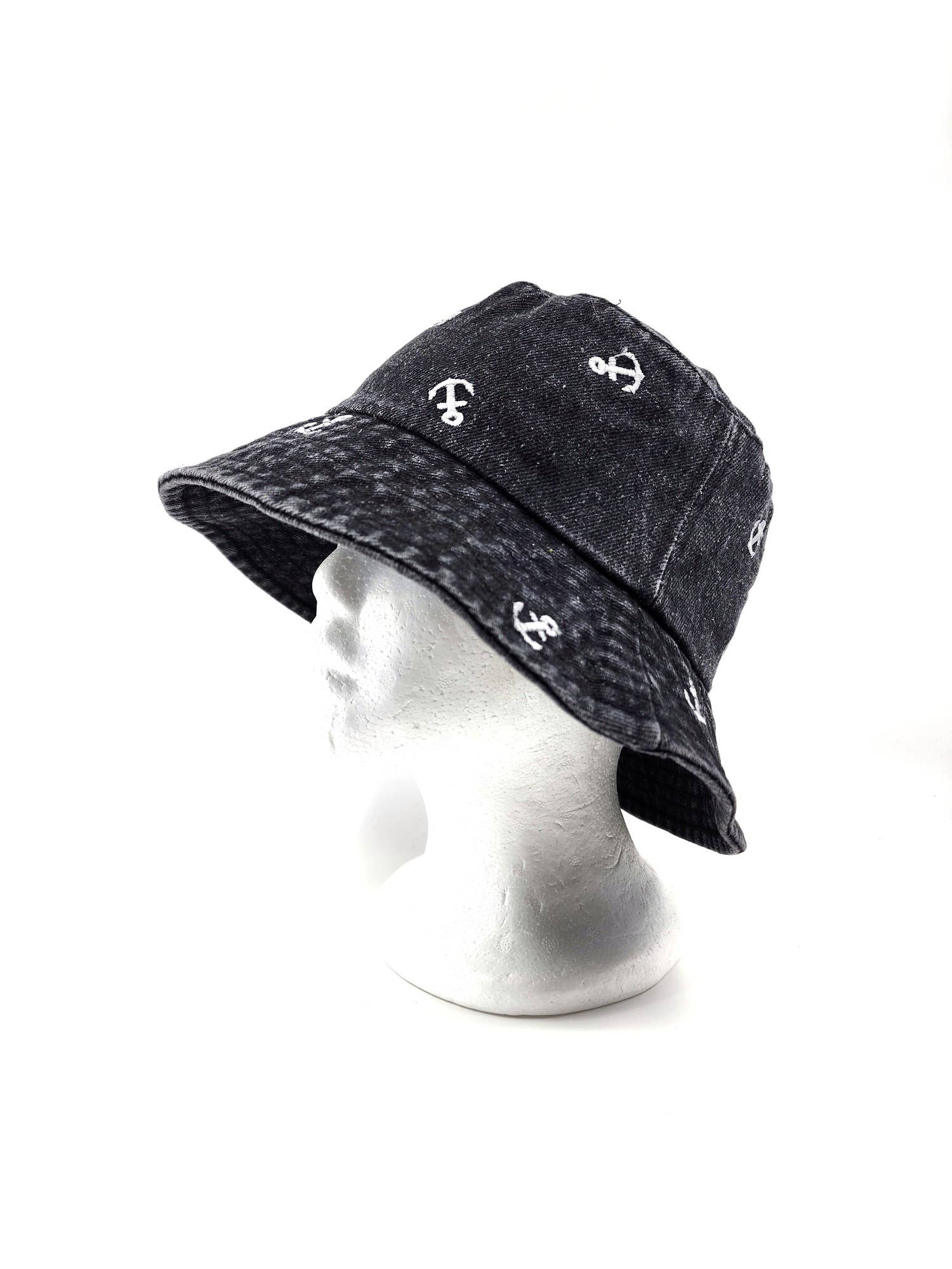 Hatzzi - Wholesale Bucket Hat - Women's - Anchor Embroidered Washed Denim Bucket Hat0