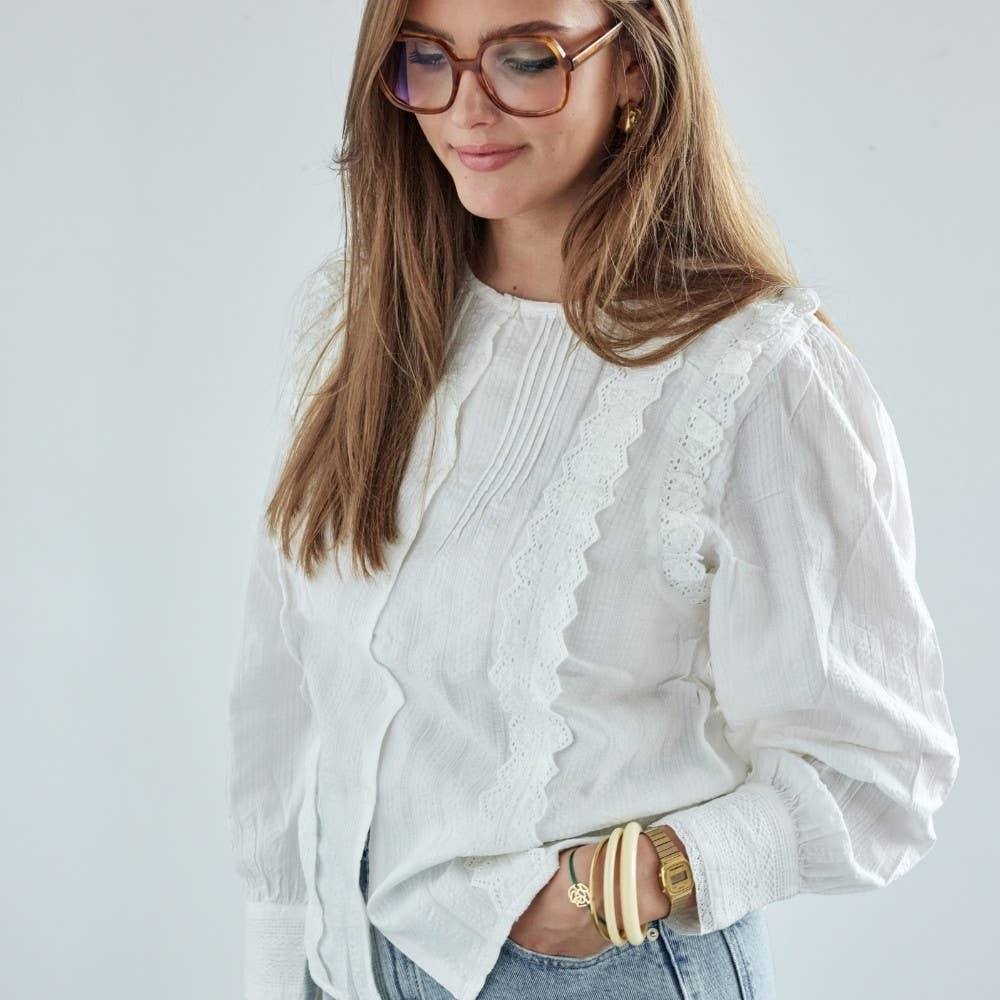 Bonheur du Jour – Blusa - Mulher por atacado – Blusa feminina Isla branca2