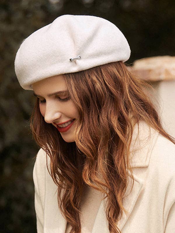StyleGalX - Vente Béret – femme - Bonnet béret vintage en laine unie3
