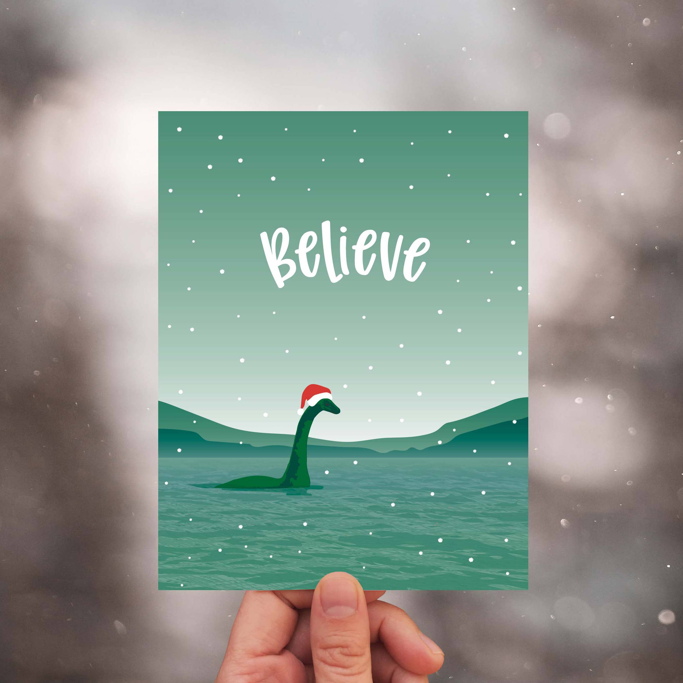 Modern Printed Matter - Wholesale Christmas Card - Nessie Believe Holiday Card1