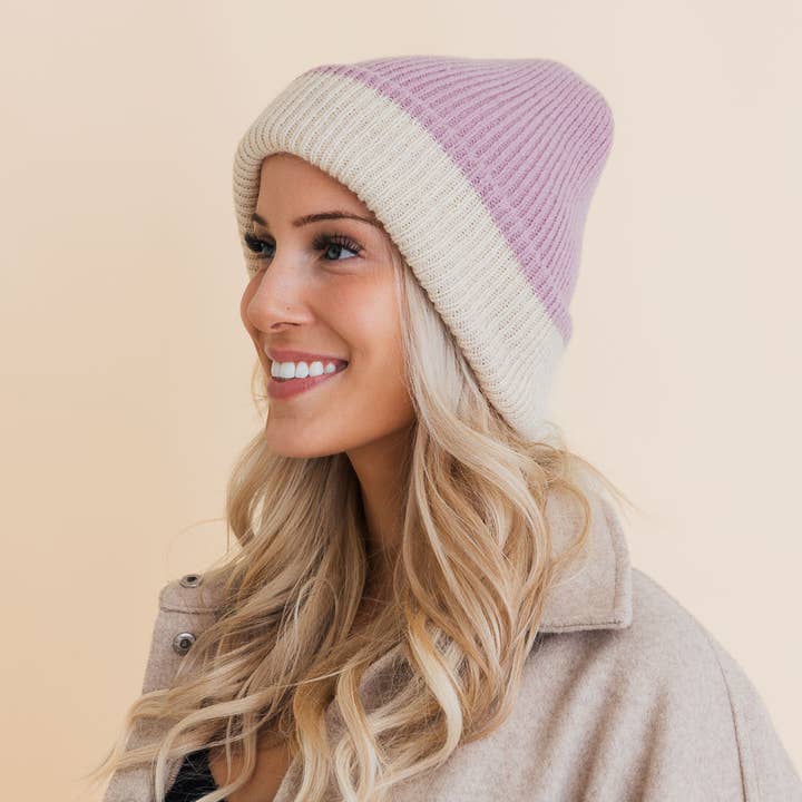 Leto Accessories - Wholesale Beanie - Women's - Basic Knit Two Tone Beanie - 4 Cute Colors3