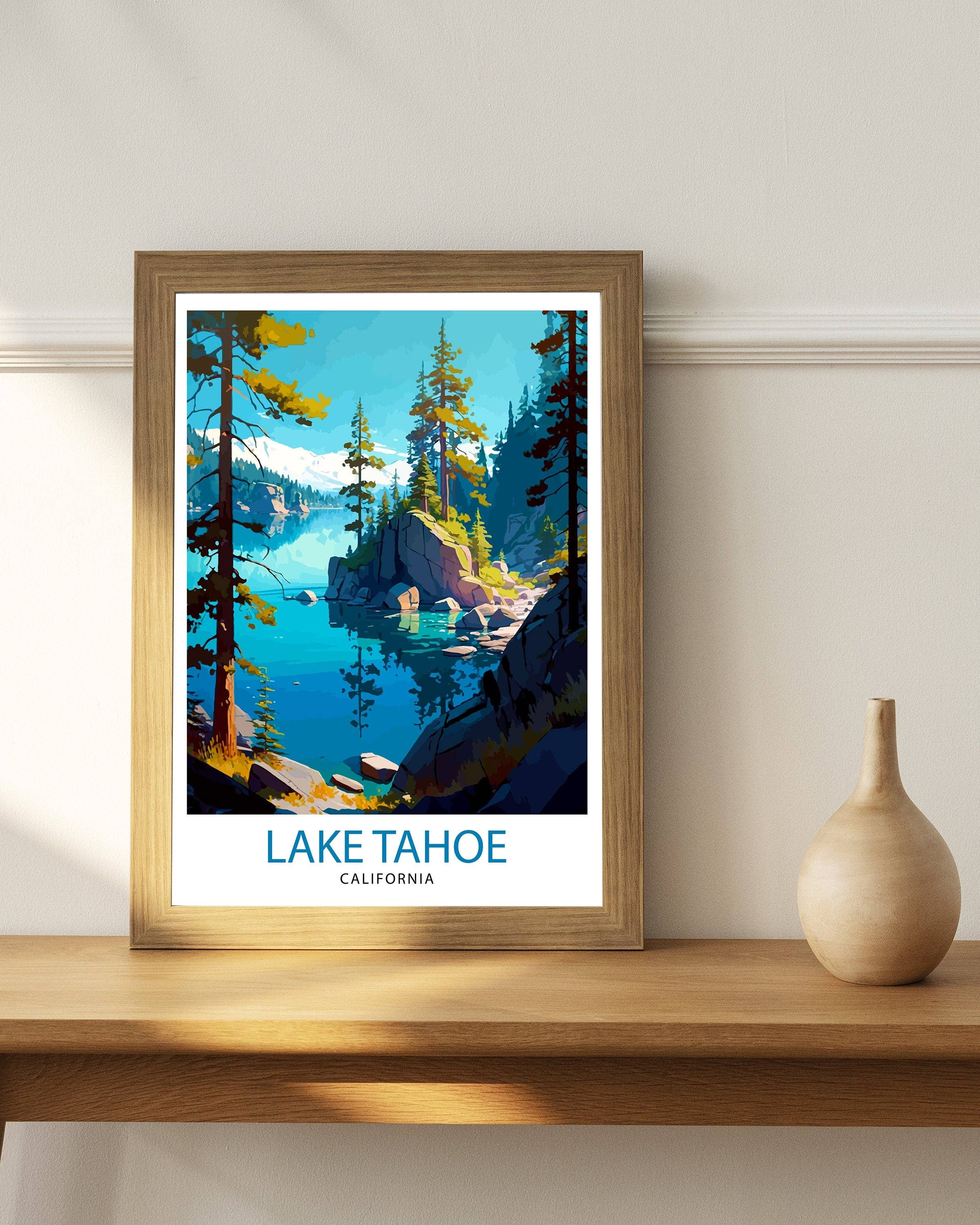 InkNPrintz – wholesale Art print – Lake Tahoe California Travel Poster Lake Tahoe3