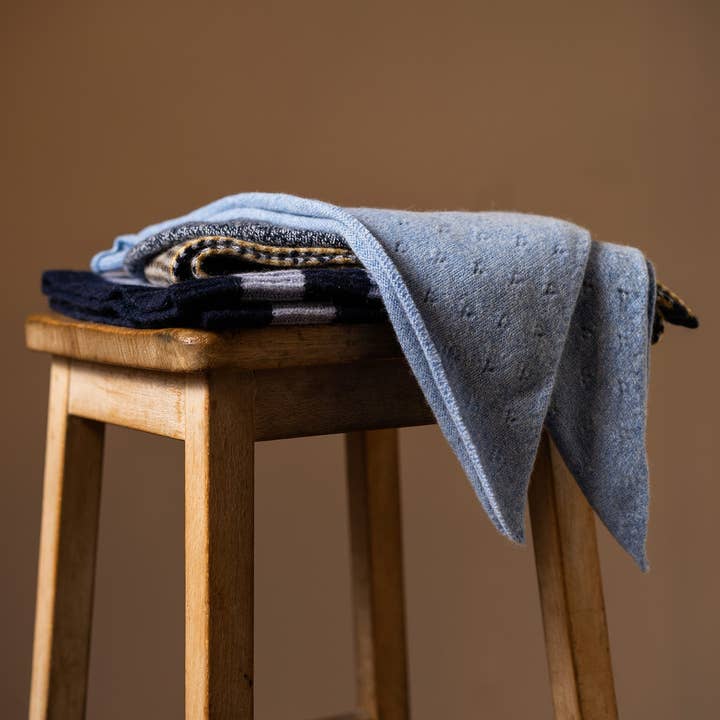 ROVE Knitwear - Wholesale Scarf - Women's - Pointelle Neckerchief | Cornflower1