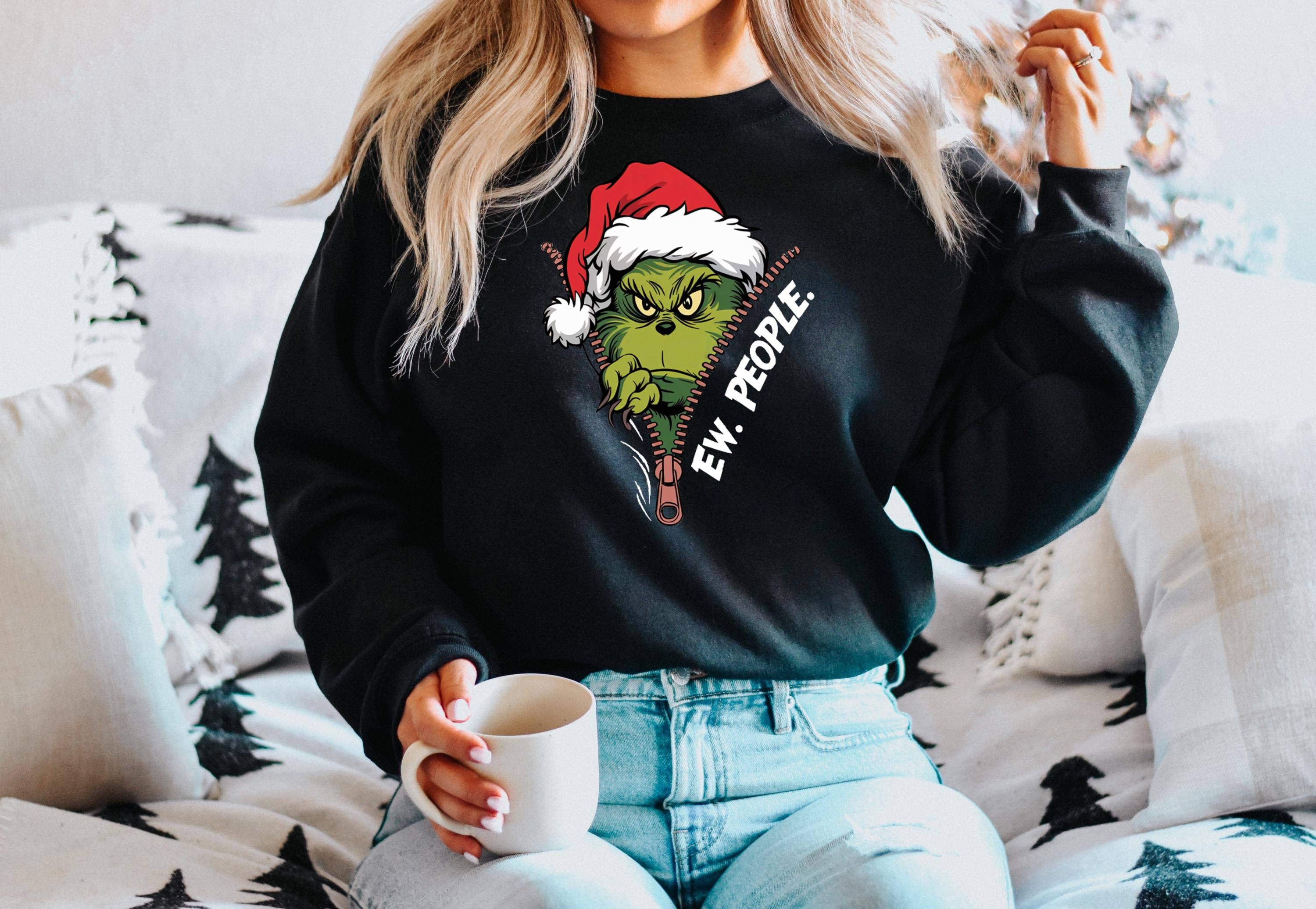TheKingShirt - Wholesale Graphic Sweatshirt - Women's - Christmas Grinch Sweatshirt - Funny Ew People Design3