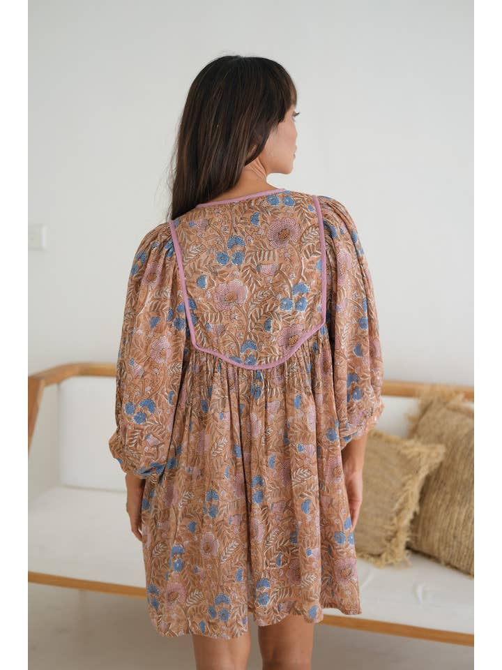 The Fox and The Mermaid – Vestido - Mulher por atacado – Vestido mini com mangas de algodão estampado à mão (Zoha)7