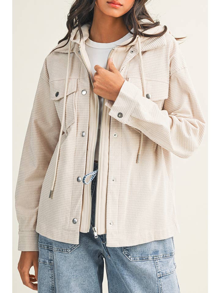 Little Daisy Closet - Wholesale Shirt Jacket/Shacket - Women's - LDC Solid Textured Patchwork Flap Pocket Shacket5