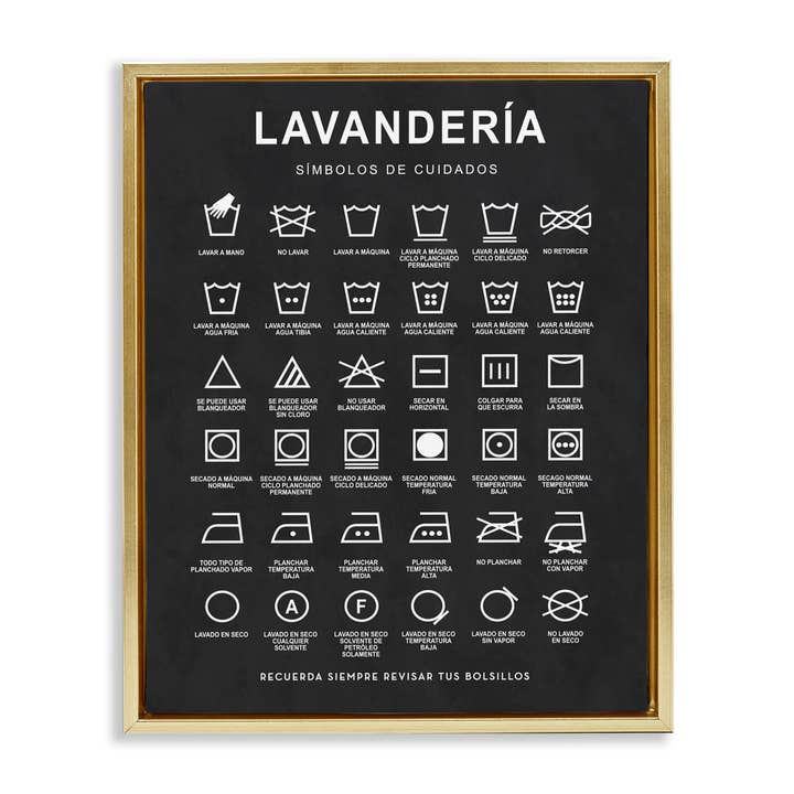 Stupell Industries - Wholesale Wall Decor - Kids & Baby - Guía de Lavado de Ropa, Negro Framed Floater Canvas Wall Art25