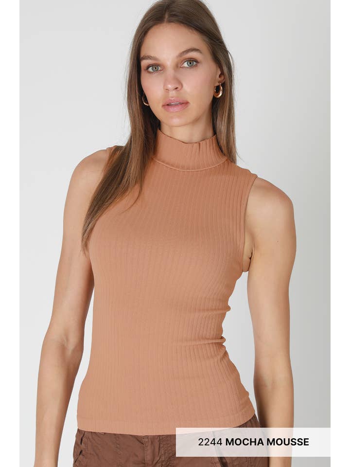 NIKIBIKI - Wholesale Knit Top - Women's - NS8427 - Wide Ribbed Mock Neck Sleeveless Top10